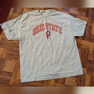 Ohio State College Brutus Football Red Gray T-Shirt Women's 2XL